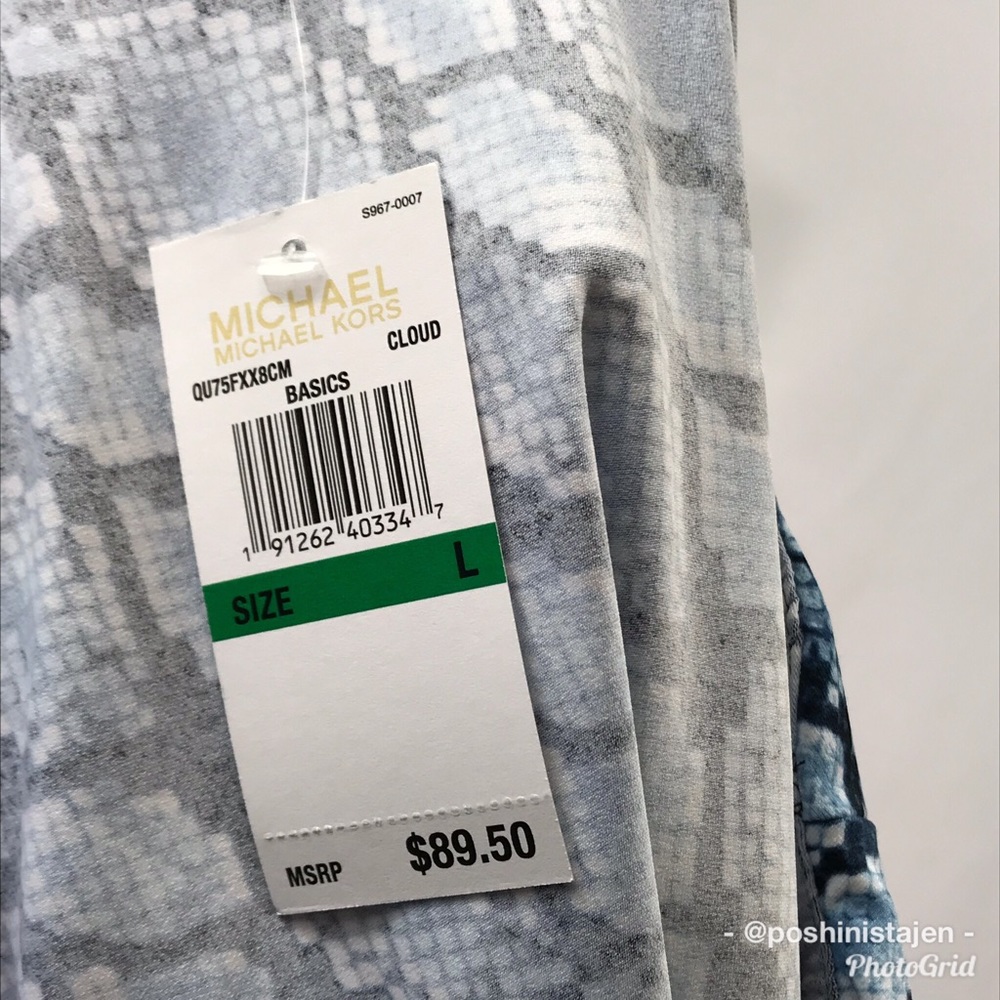 🆕 NWT Michael Kors Blue Python One Shoulder Top - Picture 8 of 8